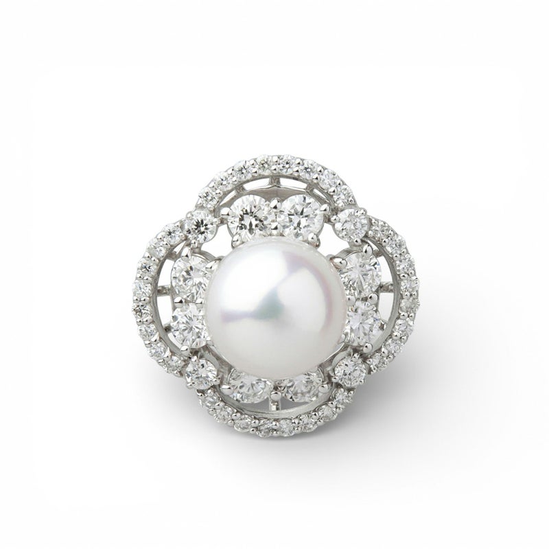 オーロラ花珠真珠 ダイヤモンド ペンダントトップ　8.0-8.5mm PT900 -TOP Quality- [WSP]