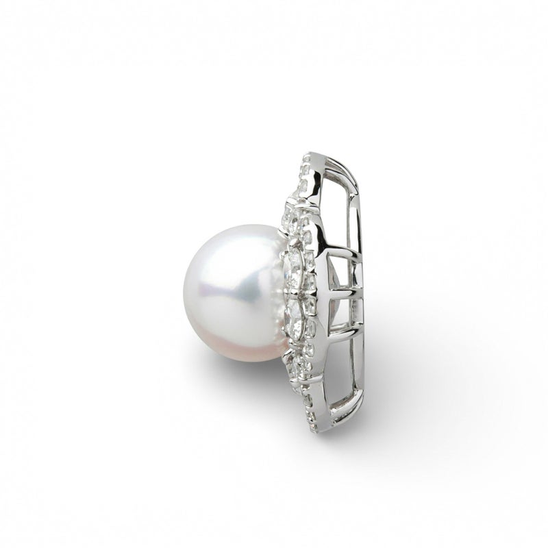 オーロラ花珠真珠 ダイヤモンド ペンダントトップ　8.0-8.5mm PT900 -TOP Quality- [WSP]