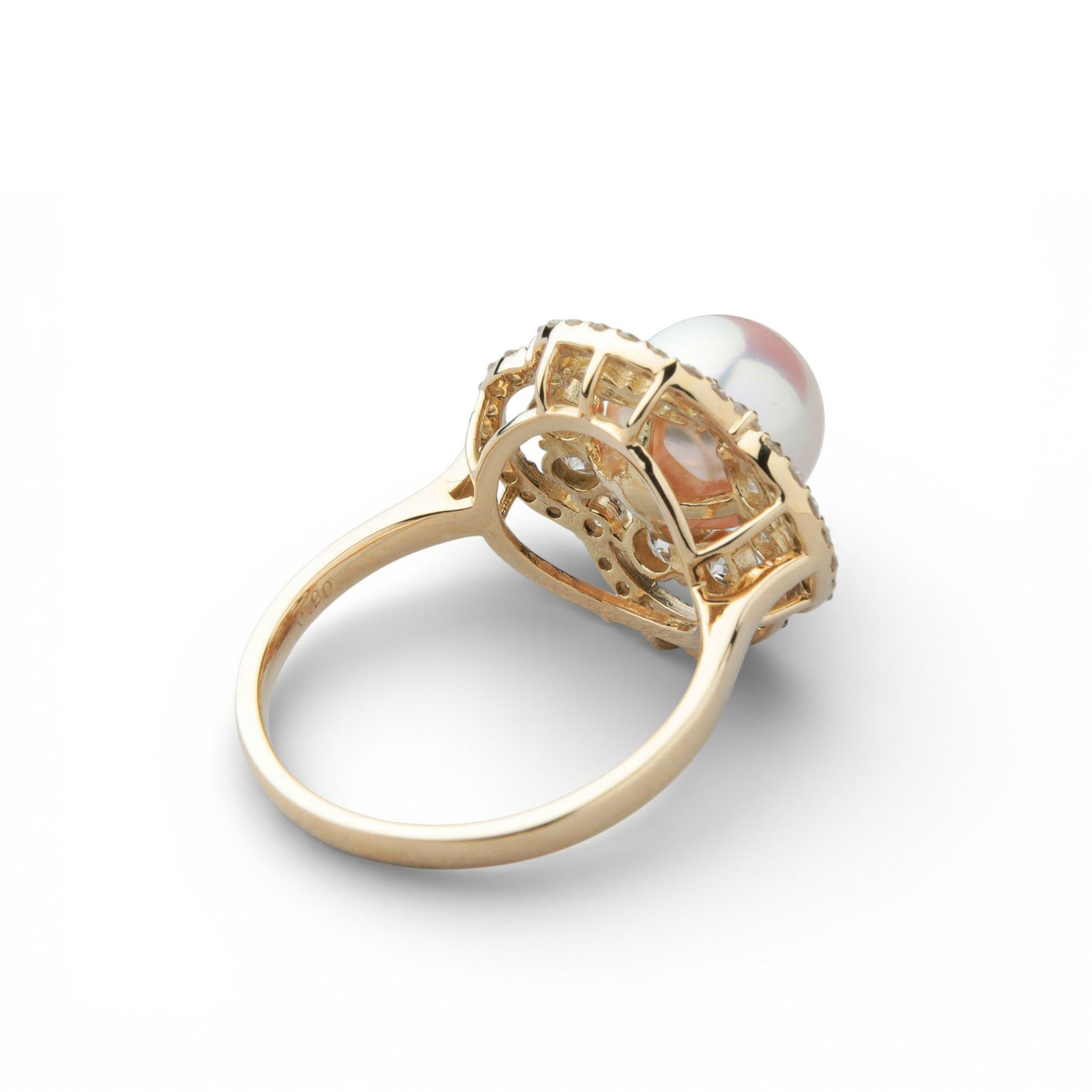 オーロラ花珠真珠 ダイヤモンド リング　8.0-8.5mm K18YG -TOP Quality- [WSP]