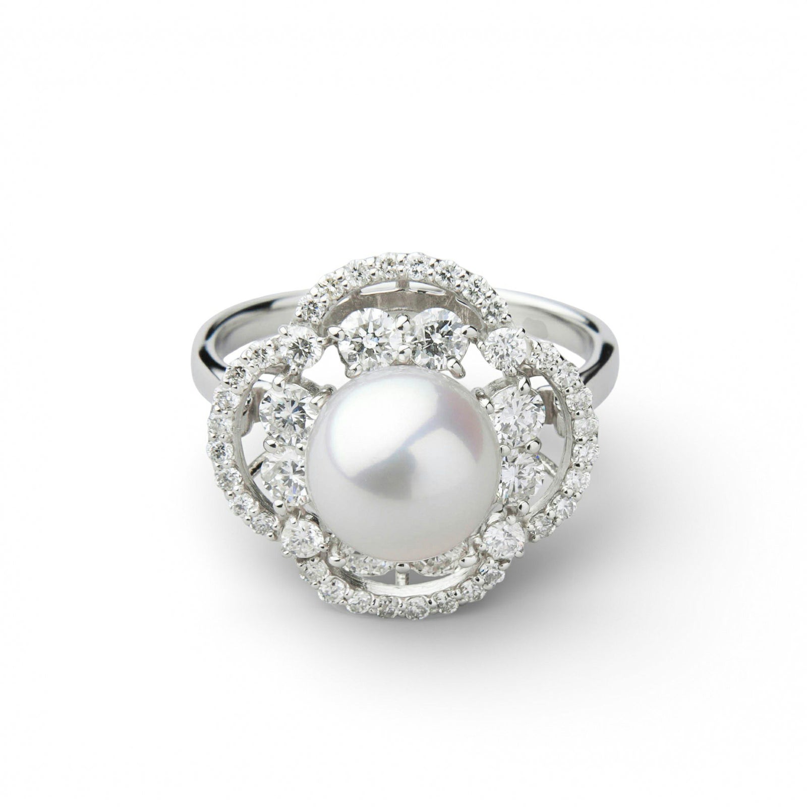 オーロラ花珠真珠 ダイヤモンド リング　8.0-8.5mm PT900 -TOP Quality- [WSP]