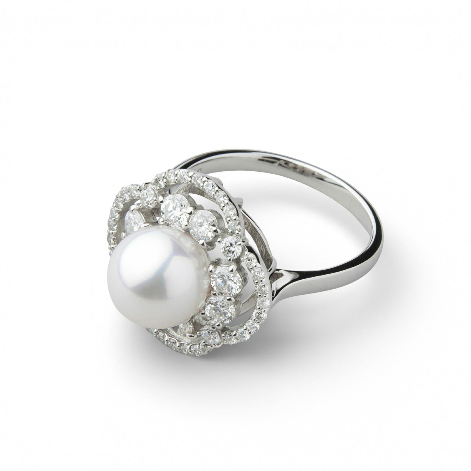 オーロラ花珠真珠 ダイヤモンド リング　8.0-8.5mm PT900 -TOP Quality- [WSP]