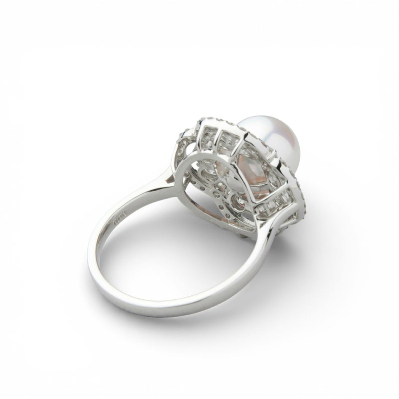 オーロラ花珠真珠 ダイヤモンド リング　8.0-8.5mm PT900 -TOP Quality- [WSP]