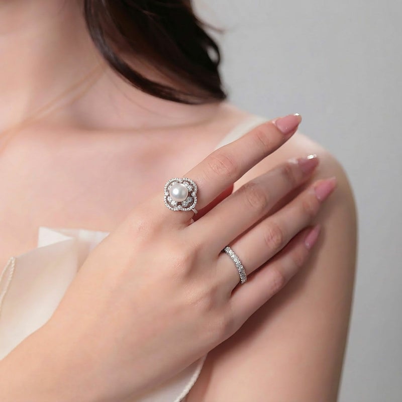 オーロラ花珠真珠 ダイヤモンド リング　8.0-8.5mm PT900 -TOP Quality- [WSP]