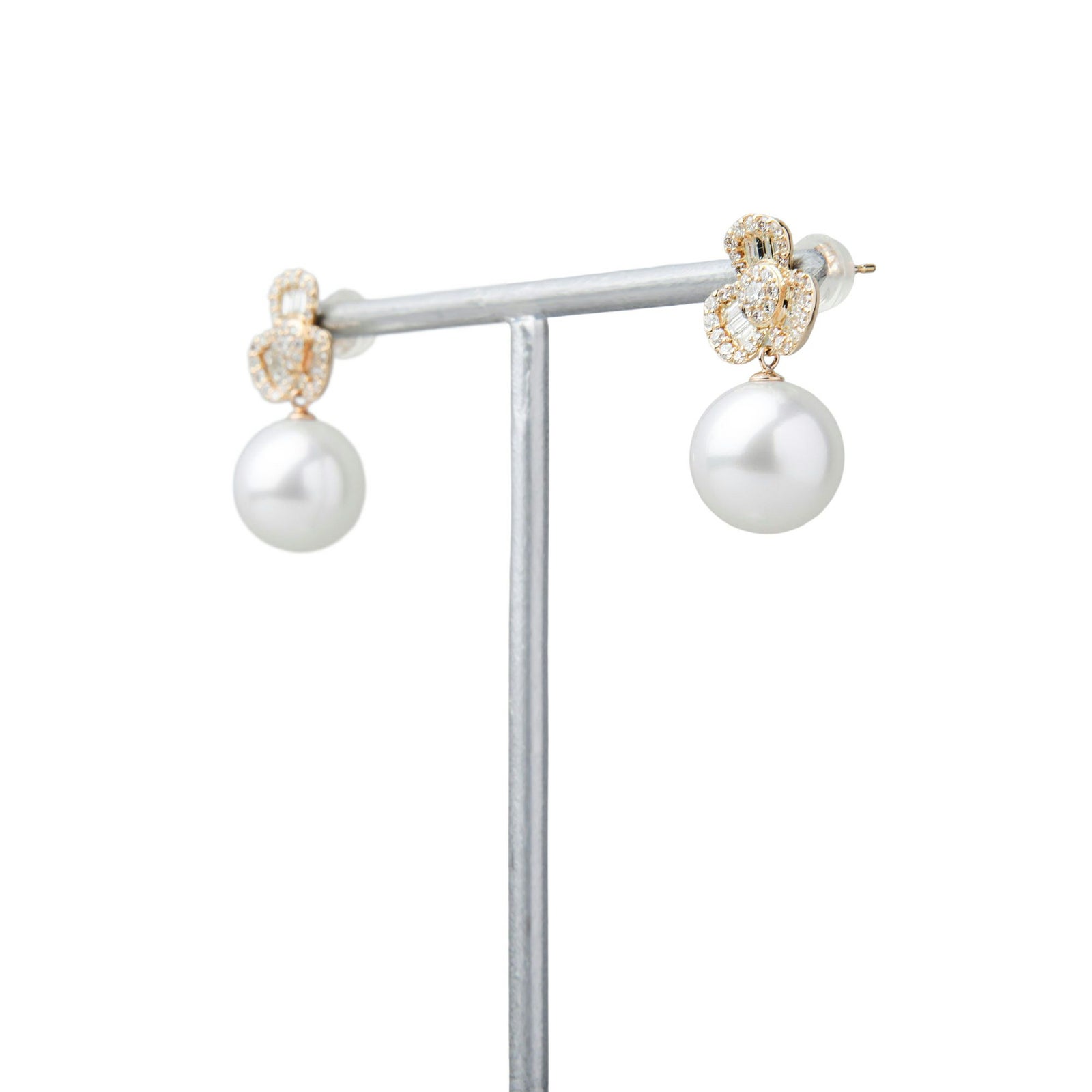 南洋白蝶真珠 ピアス　10mmUP K18YG オーロラフェニックス鑑別 [WSP]