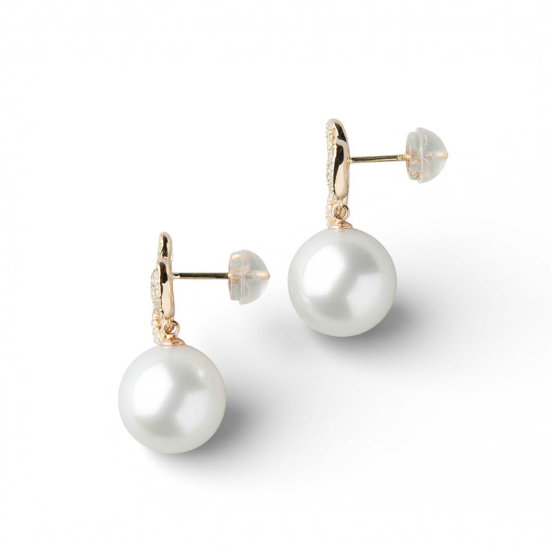 南洋白蝶真珠 ピアス　10mmUP K18YG オーロラフェニックス鑑別 [WSP]