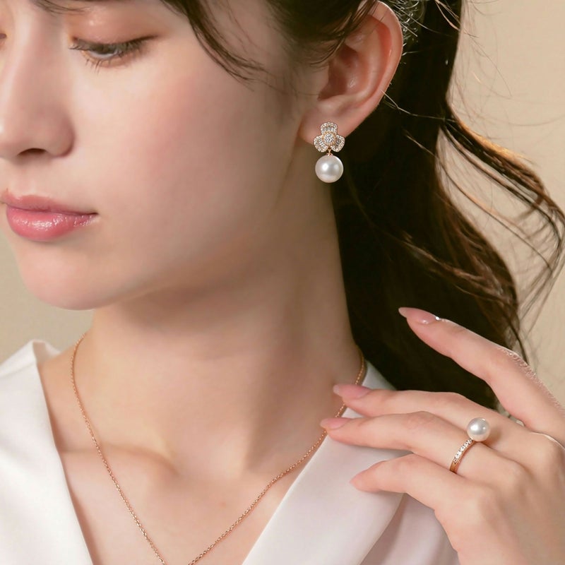 南洋白蝶真珠 ピアス　10mmUP K18YG オーロラフェニックス鑑別 [WSP]