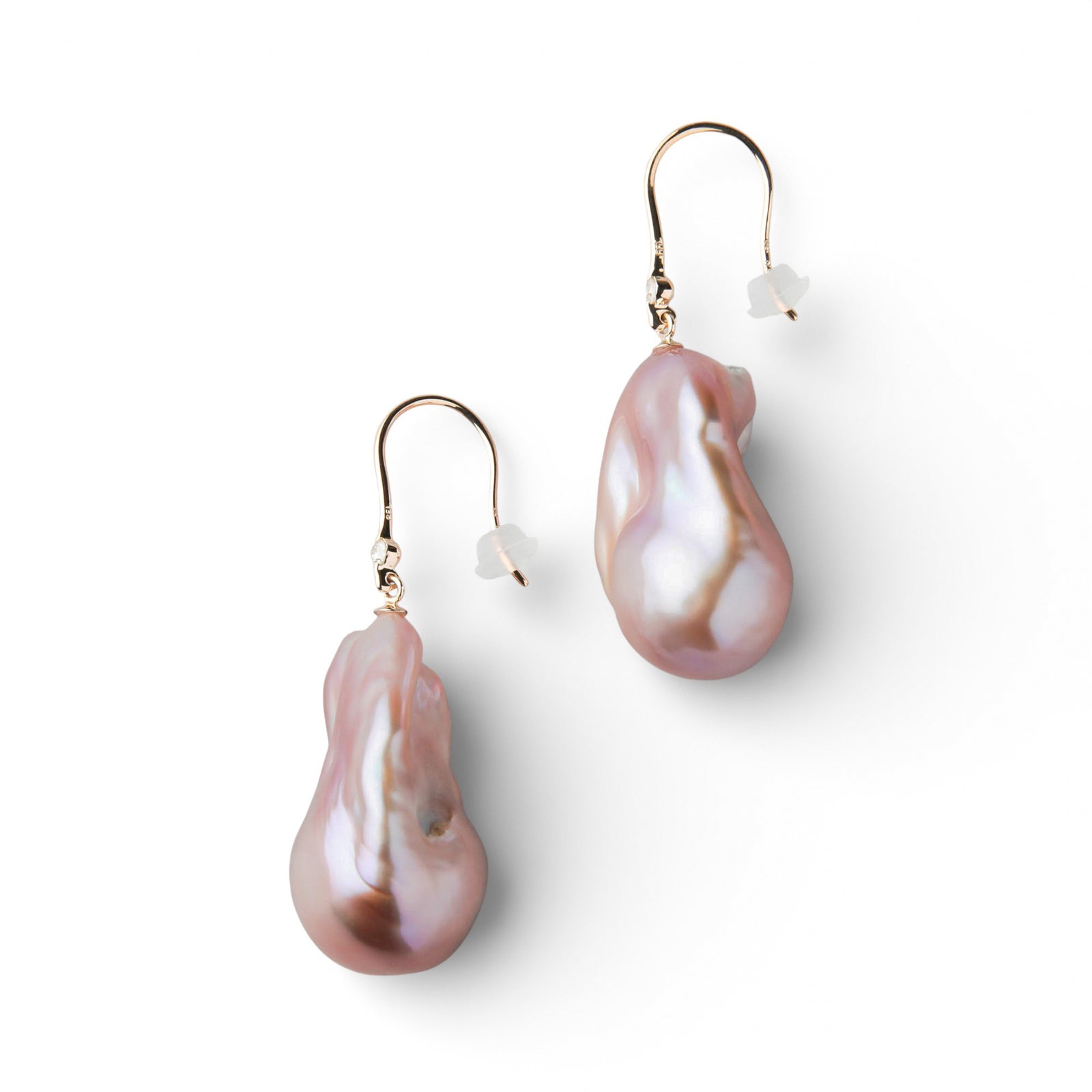 【WEB限定】Unique+ 淡水バロック真珠 フックピアス　12mmUP K18YG オイスター