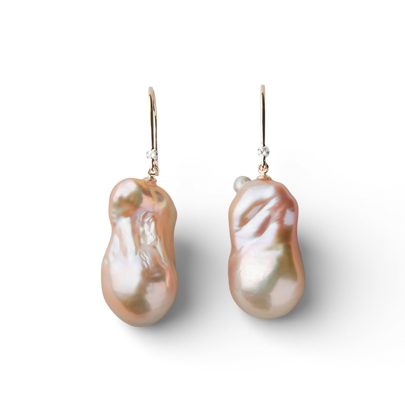 【WEB限定】Unique+ 淡水バロック真珠 フックピアス　12mmUP K18YG オイスター