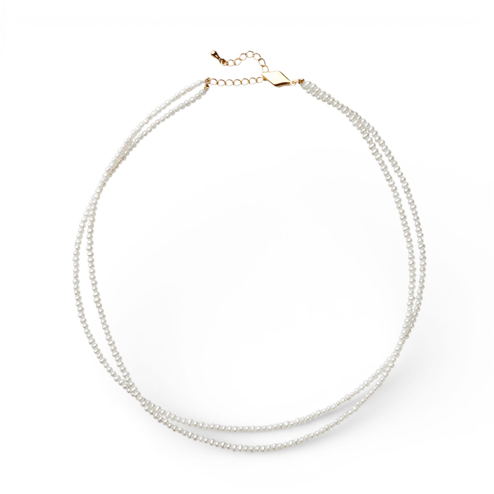 淡水真珠 2連 ネックレス2.0-2.5mm SV925 GP 多連