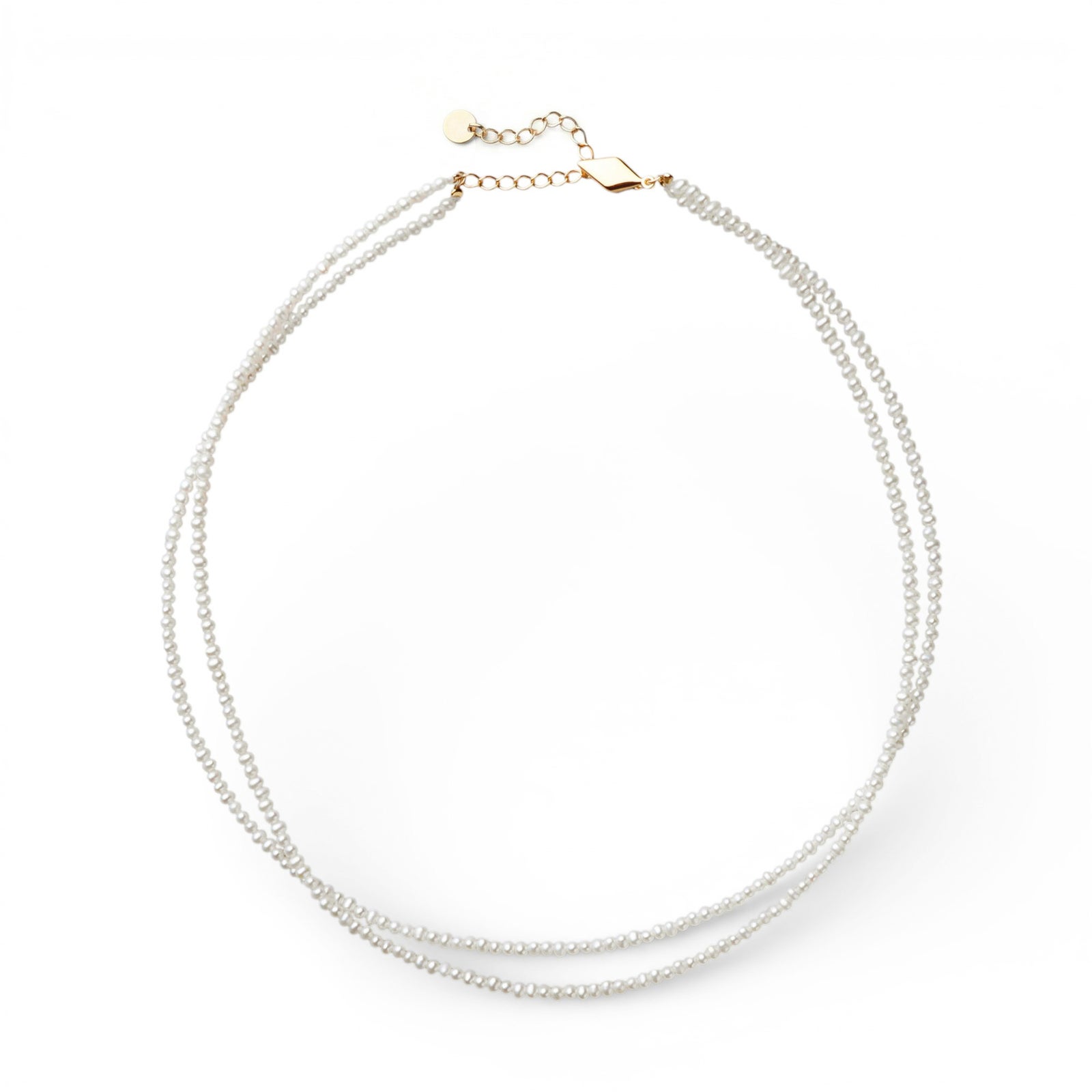 淡水真珠 2連 ネックレス2.0-2.5mm SV925 GP 多連