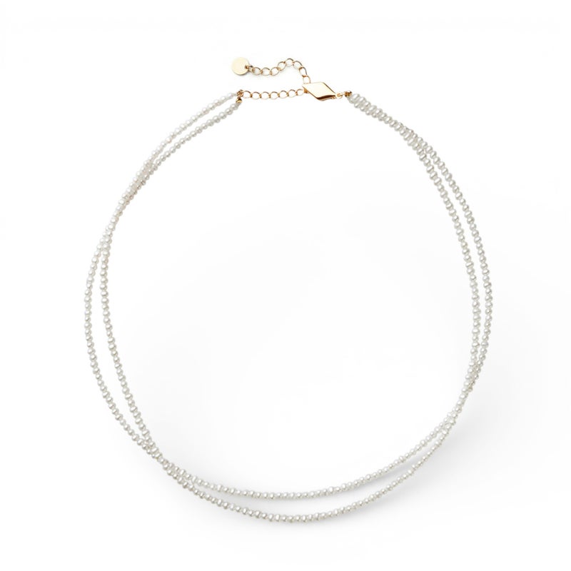 淡水真珠 2連 ネックレス2.0-2.5mm SV925 GP 多連