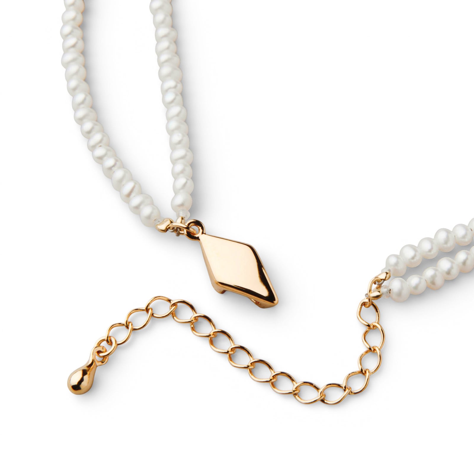 淡水真珠 2連 ネックレス2.0-2.5mm SV925 GP 多連