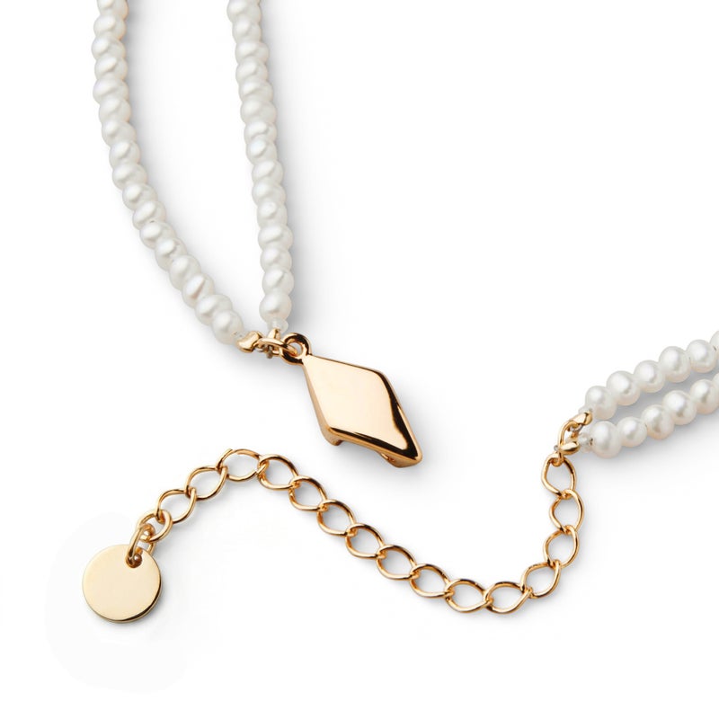 淡水真珠 2連 ネックレス2.0-2.5mm SV925 GP 多連