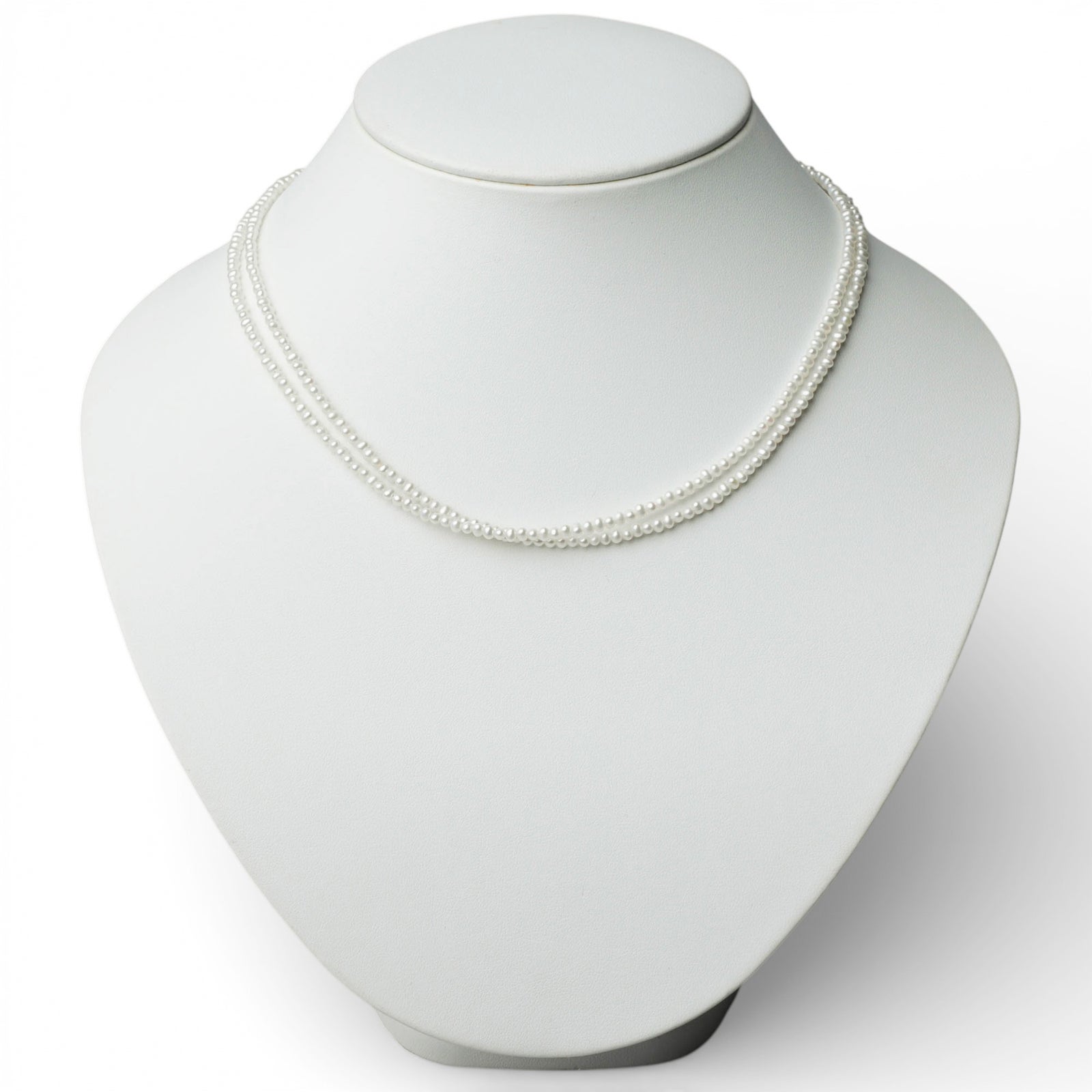 淡水真珠 2連 ネックレス2.0-2.5mm SV925 GP 多連