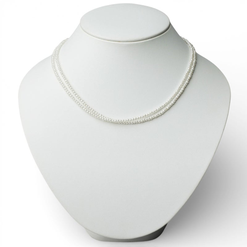 淡水真珠 2連 ネックレス2.0-2.5mm SV925 GP 多連