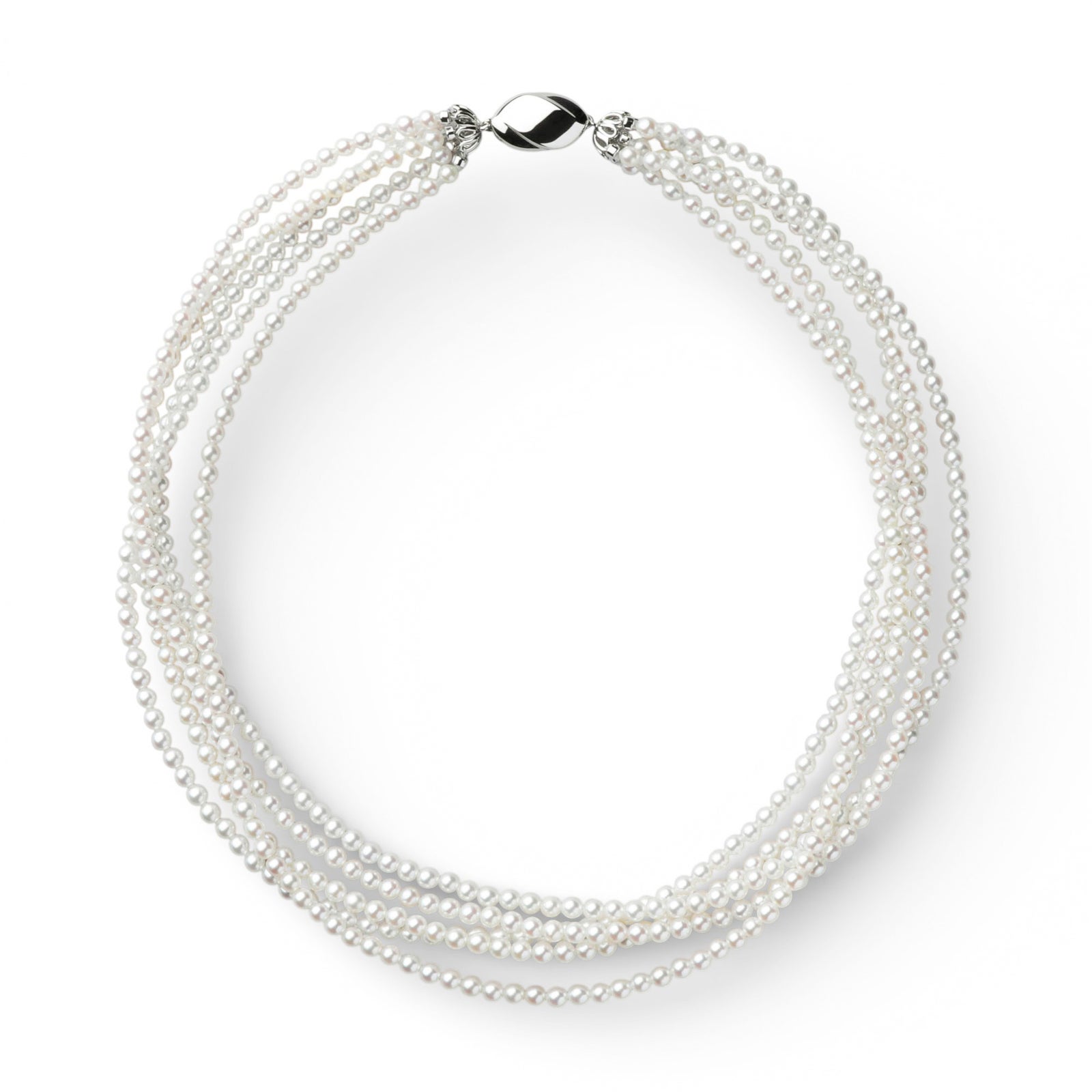 あこや真珠 5連 ネックレス3.5-4.0mm SV925 多連