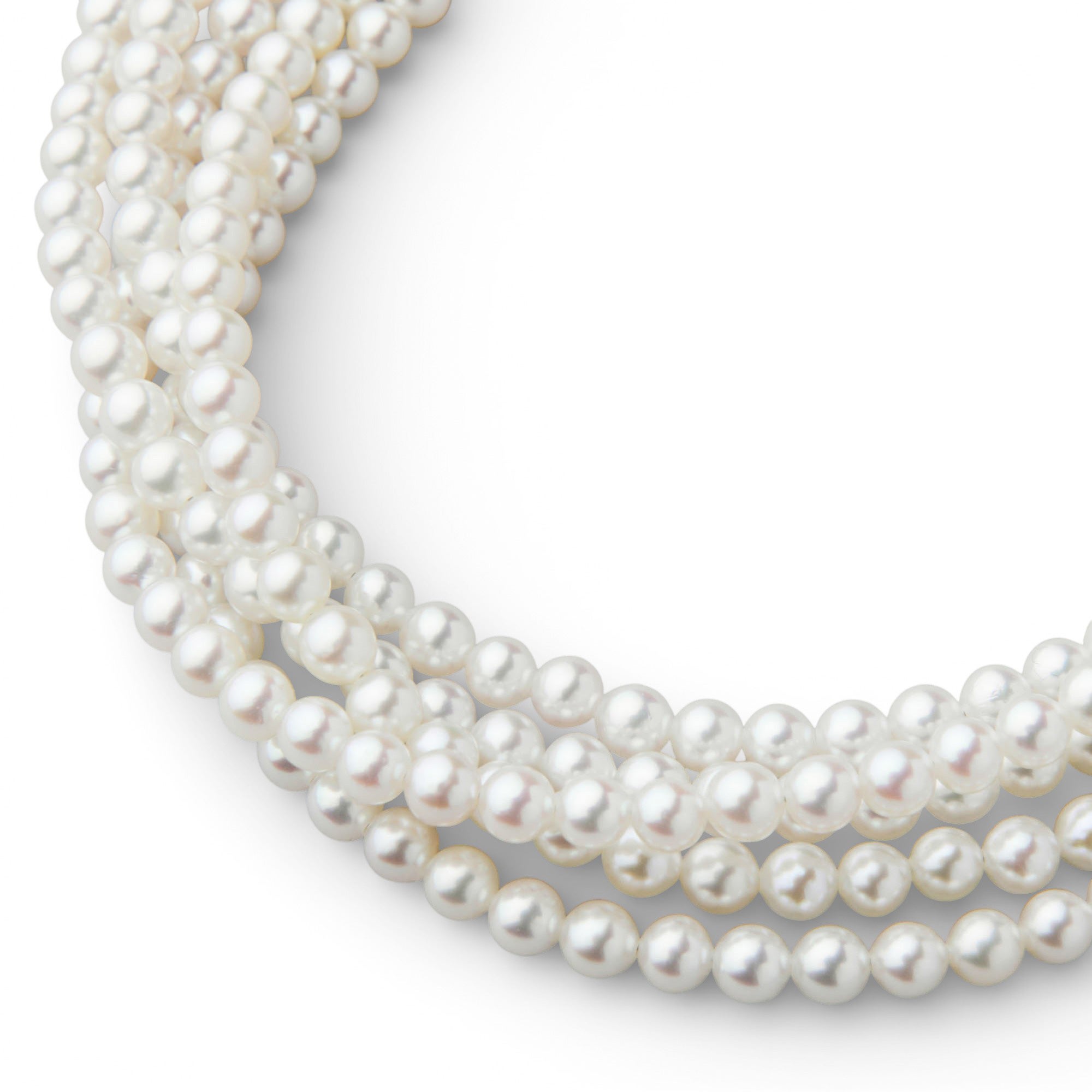 あこや真珠 5連 ネックレス3.5-4.0mm SV925 多連 | ～7.0mm