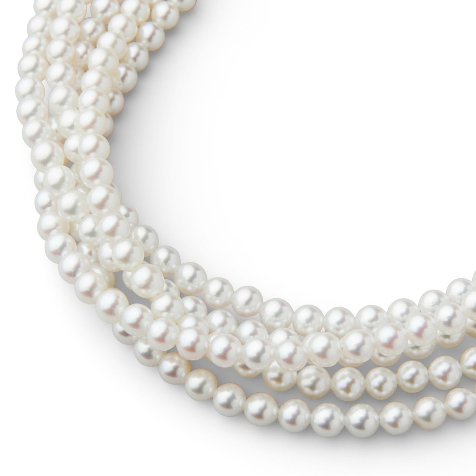 あこや真珠 5連 ネックレス3.5-4.0mm SV925 多連