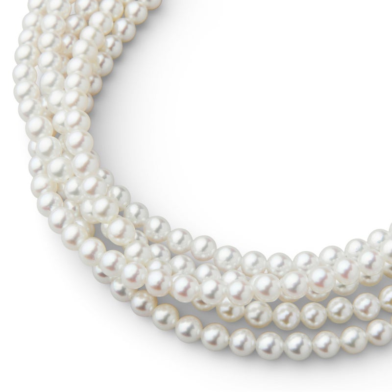 あこや真珠 5連 ネックレス3.5-4.0mm SV925 多連