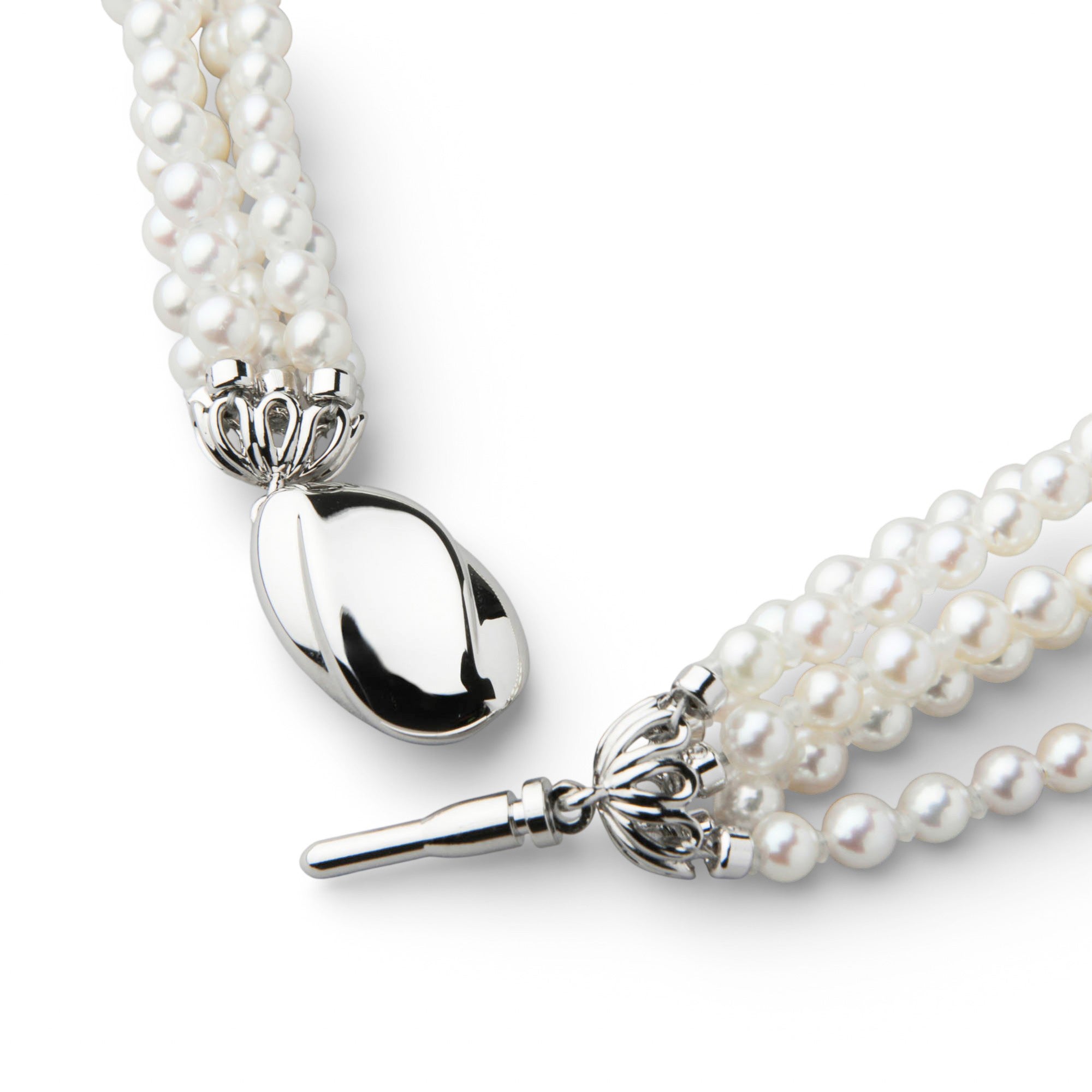 あこや真珠 5連 ネックレス3.5-4.0mm SV925 多連 | ～7.0mm