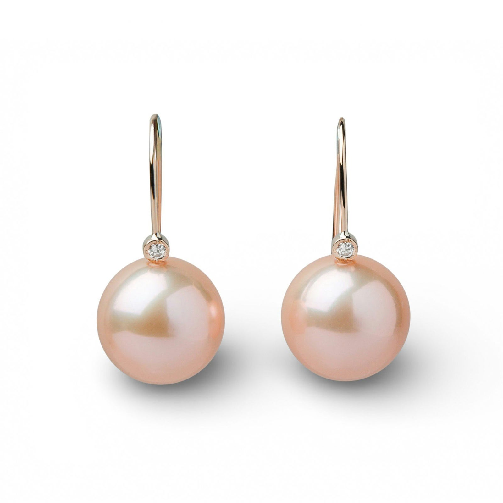 Mauvette 淡水有核真珠 フックピアス　11mmUP K18YG オレンジ