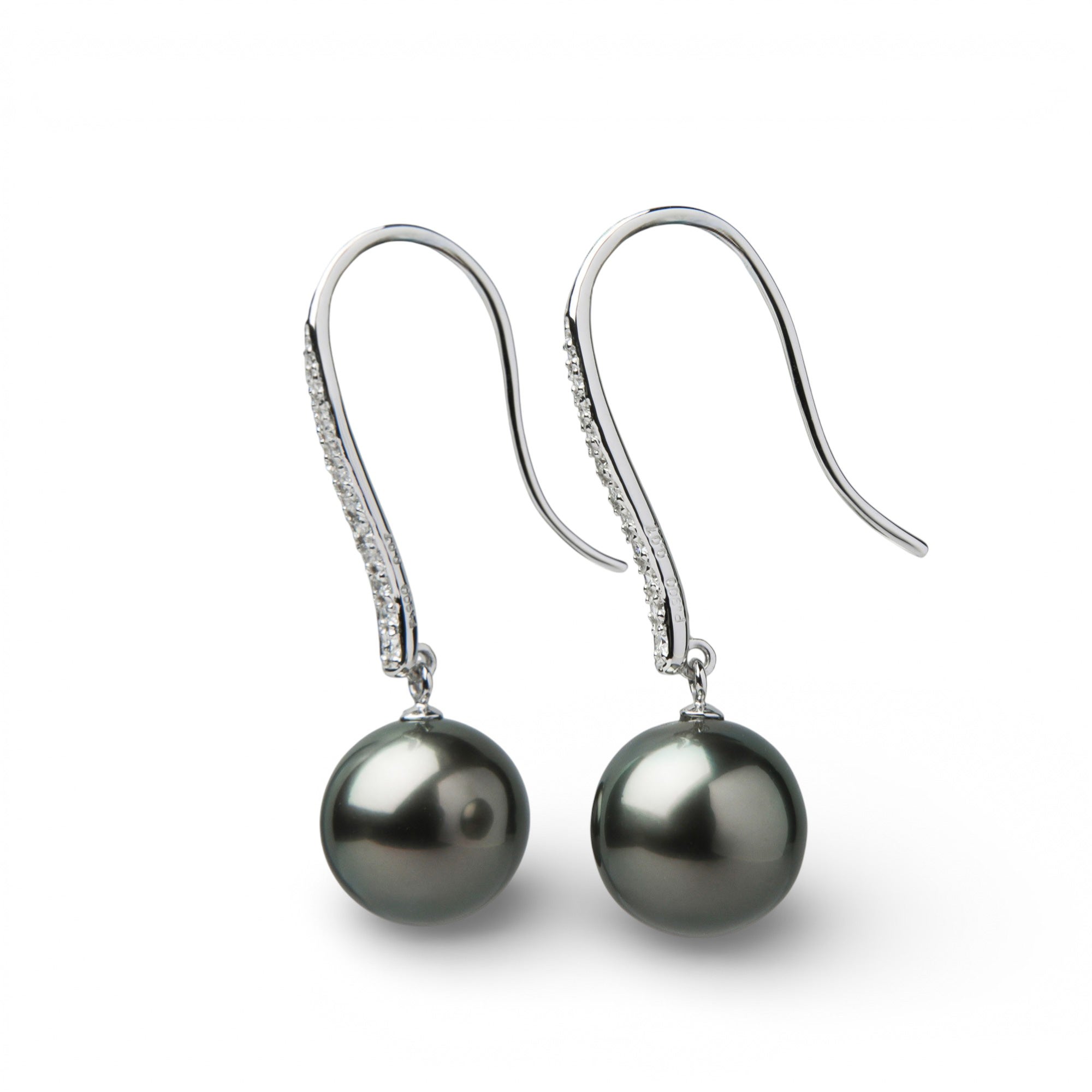 LUXE タヒチ黒蝶真珠 フックピアス 9mmUP PT900/K18YG | 南洋真珠