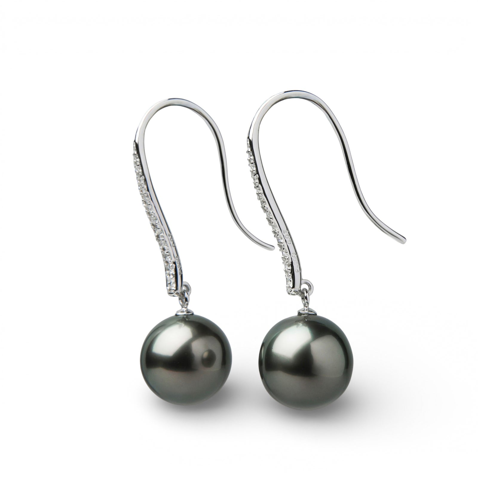  LUXE タヒチ黒蝶真珠 フックピアス　9mmUP PT900/K18YG