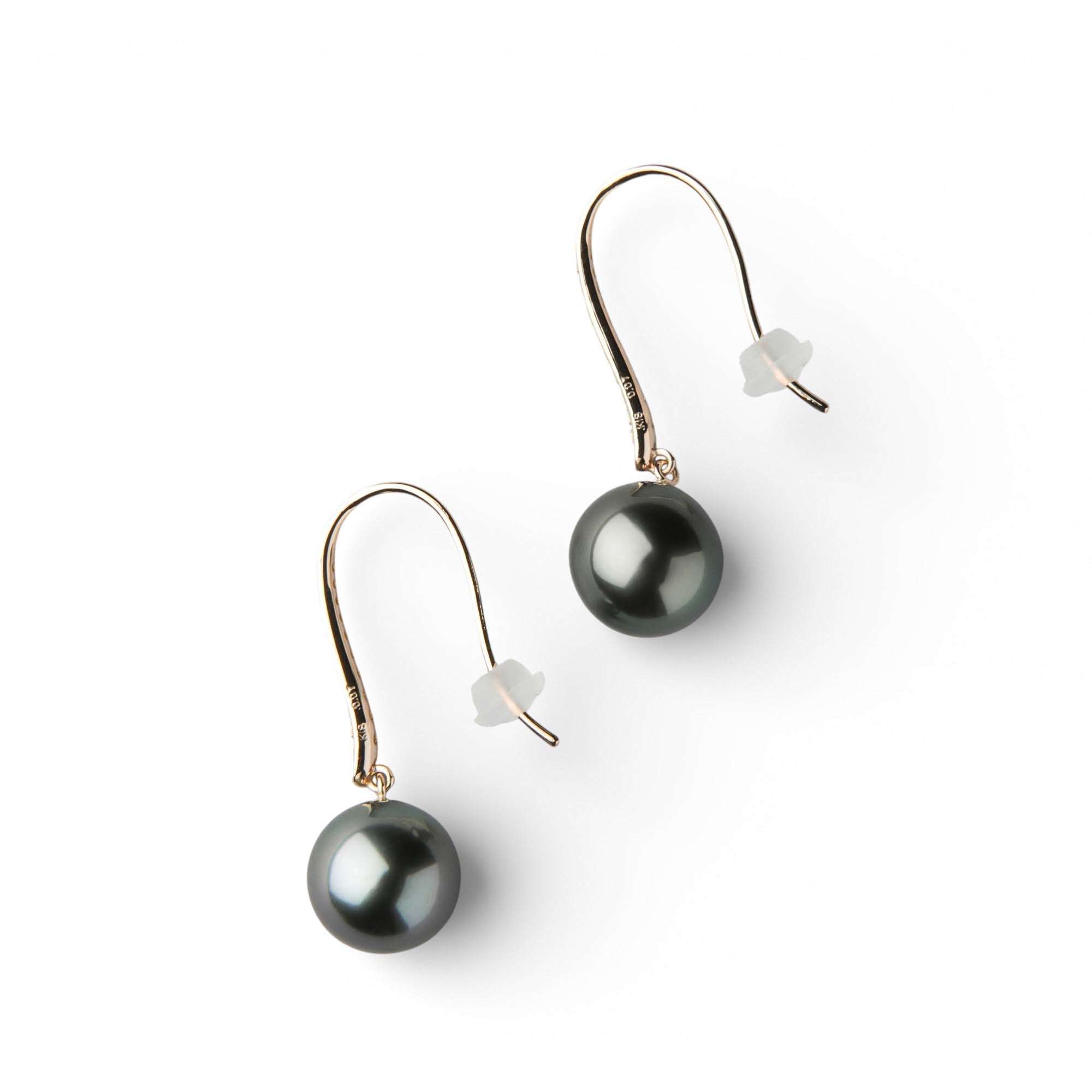 LUXE タヒチ黒蝶真珠 フックピアス 9mmUP PT900/K18YG | 南洋真珠