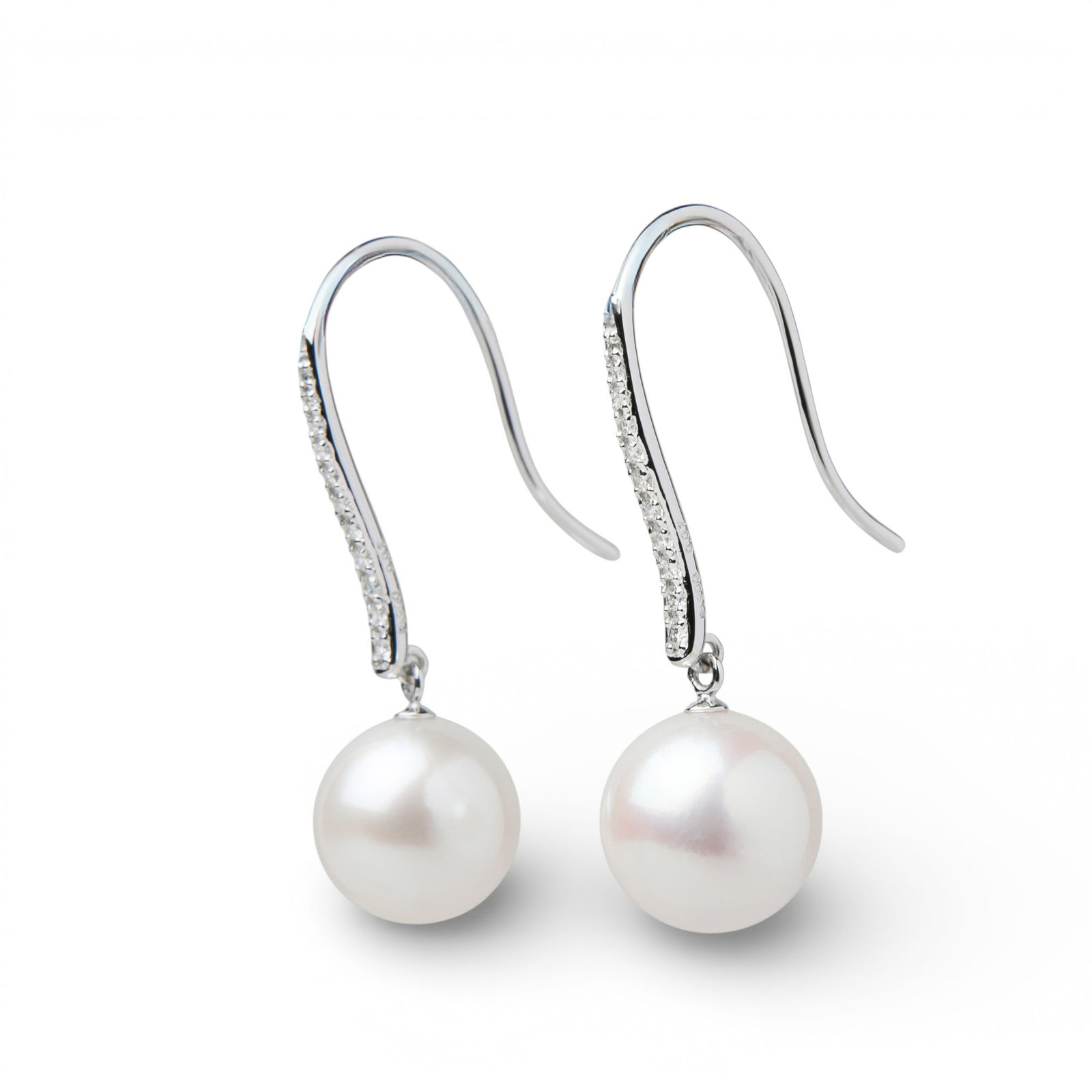 オーロラ花珠真珠 フックピアス　9.0-9.5mm PT900