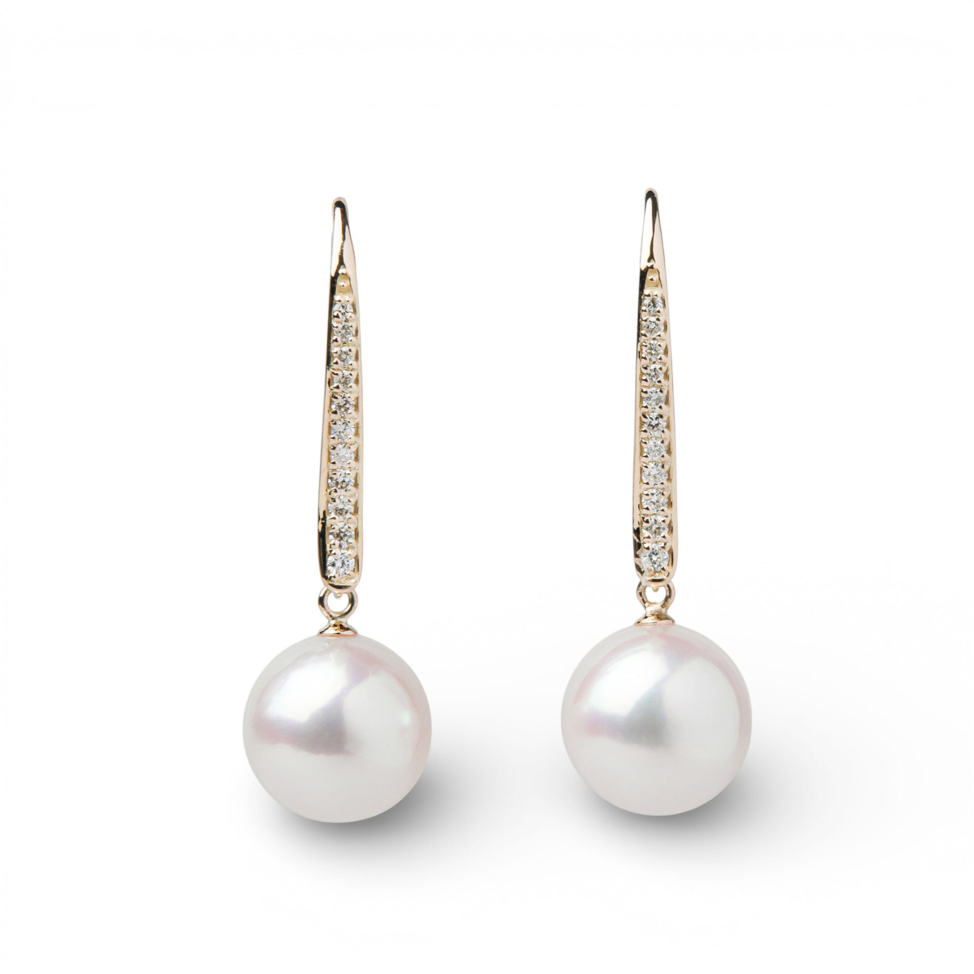 オーロラ花珠真珠 フックピアス 9.0-9.5mm K18YG | 花珠真珠ピアス