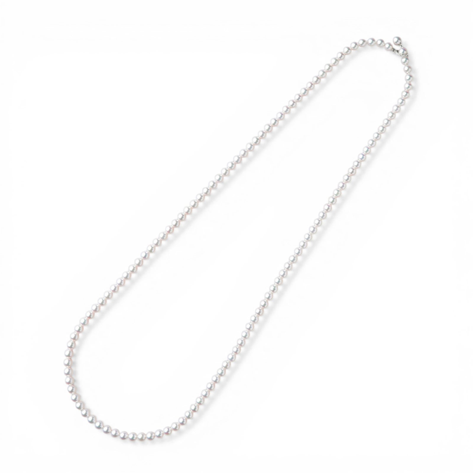 あこや真珠 ロングネックレス　6.5-7.0mm 80cm ダイヤクリッカー