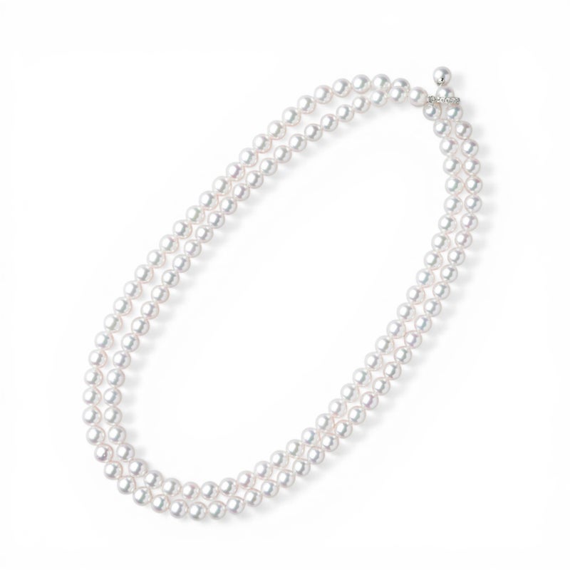 あこや真珠 ロングネックレス　6.5-7.0mm 80cm ダイヤクリッカー