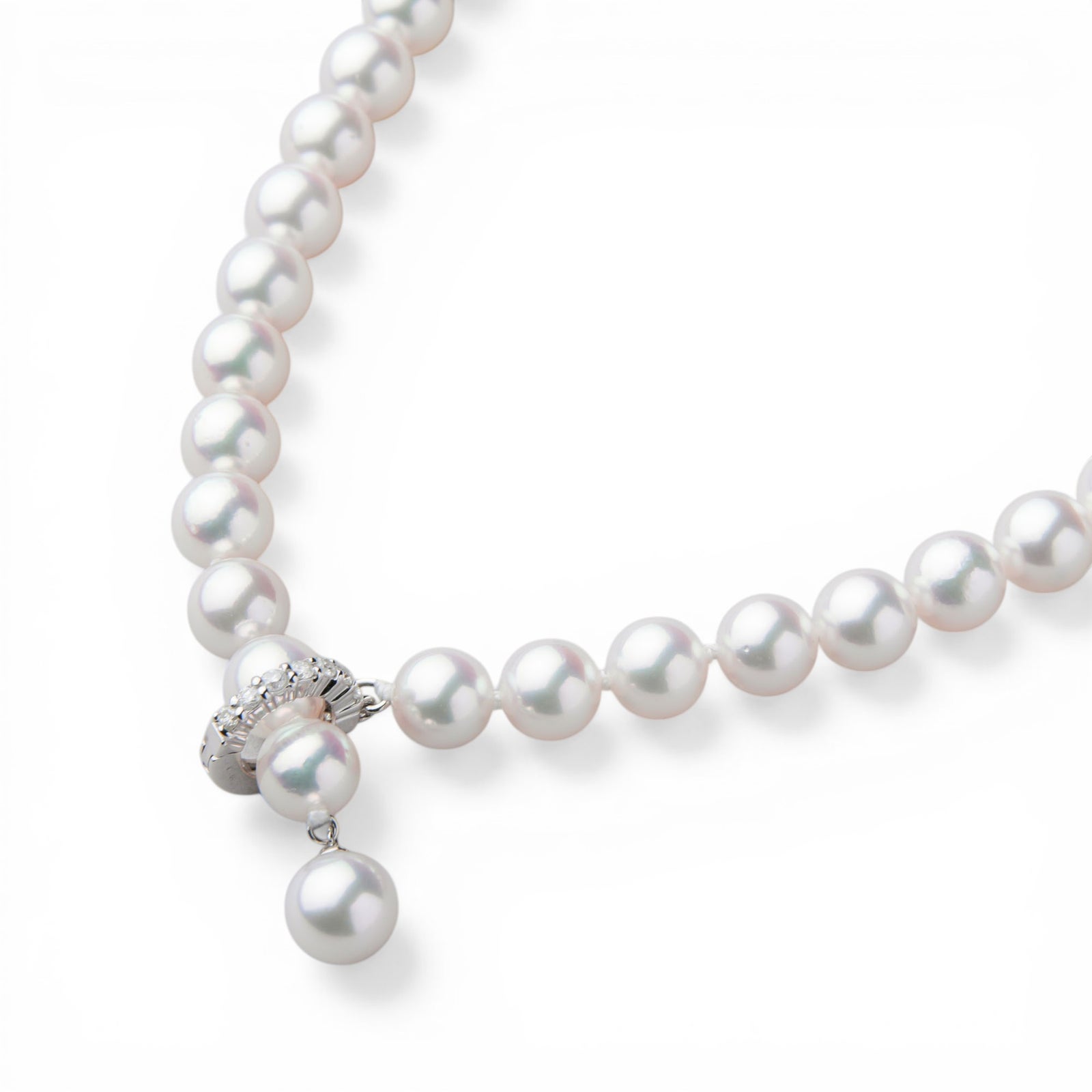 あこや真珠 ロングネックレス　6.5-7.0mm 80cm ダイヤクリッカー