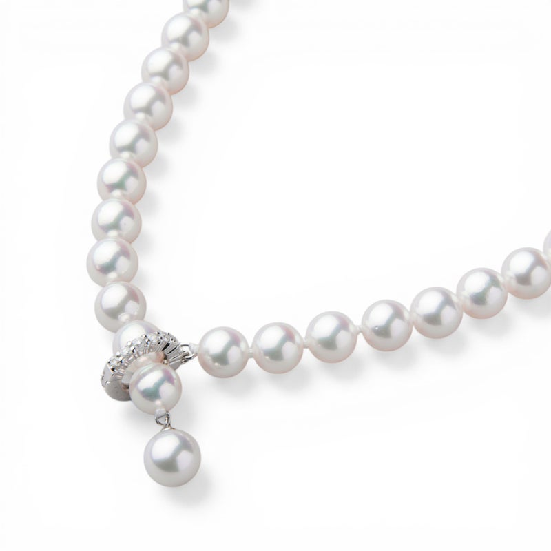 あこや真珠 ロングネックレス　6.5-7.0mm 80cm ダイヤクリッカー