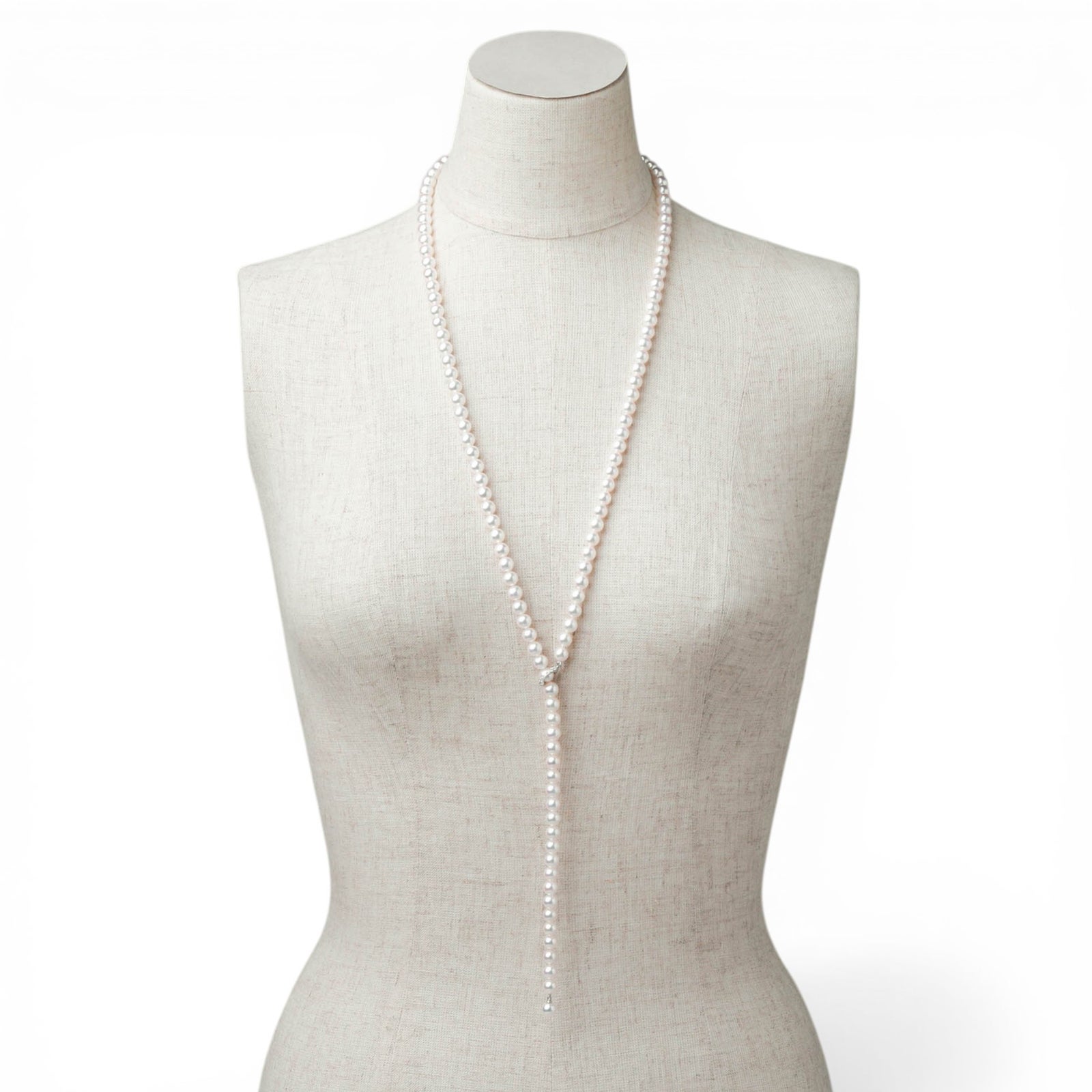 あこや真珠 ロングネックレス　6.5-7.0mm 80cm ダイヤクリッカー