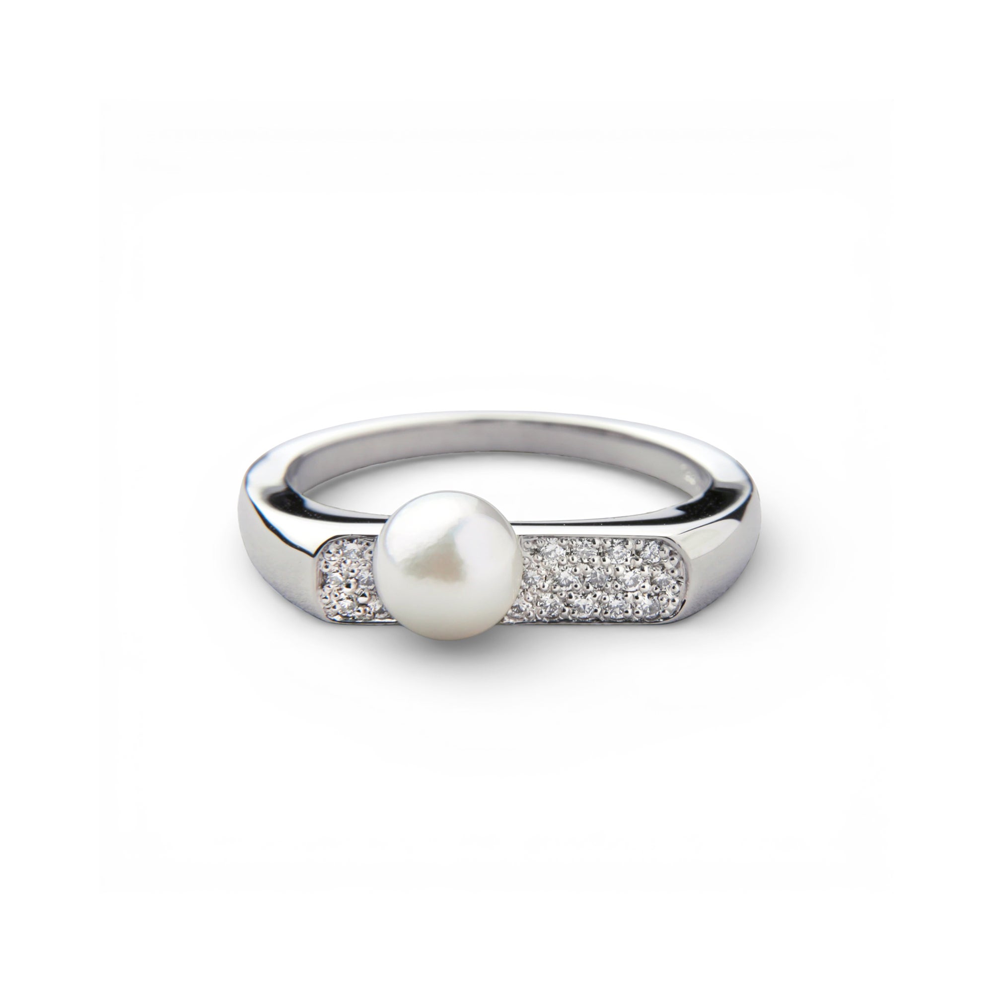 Carina あこや真珠 シグネットリング 5.5-6.0mm PT900 ダイヤモンド