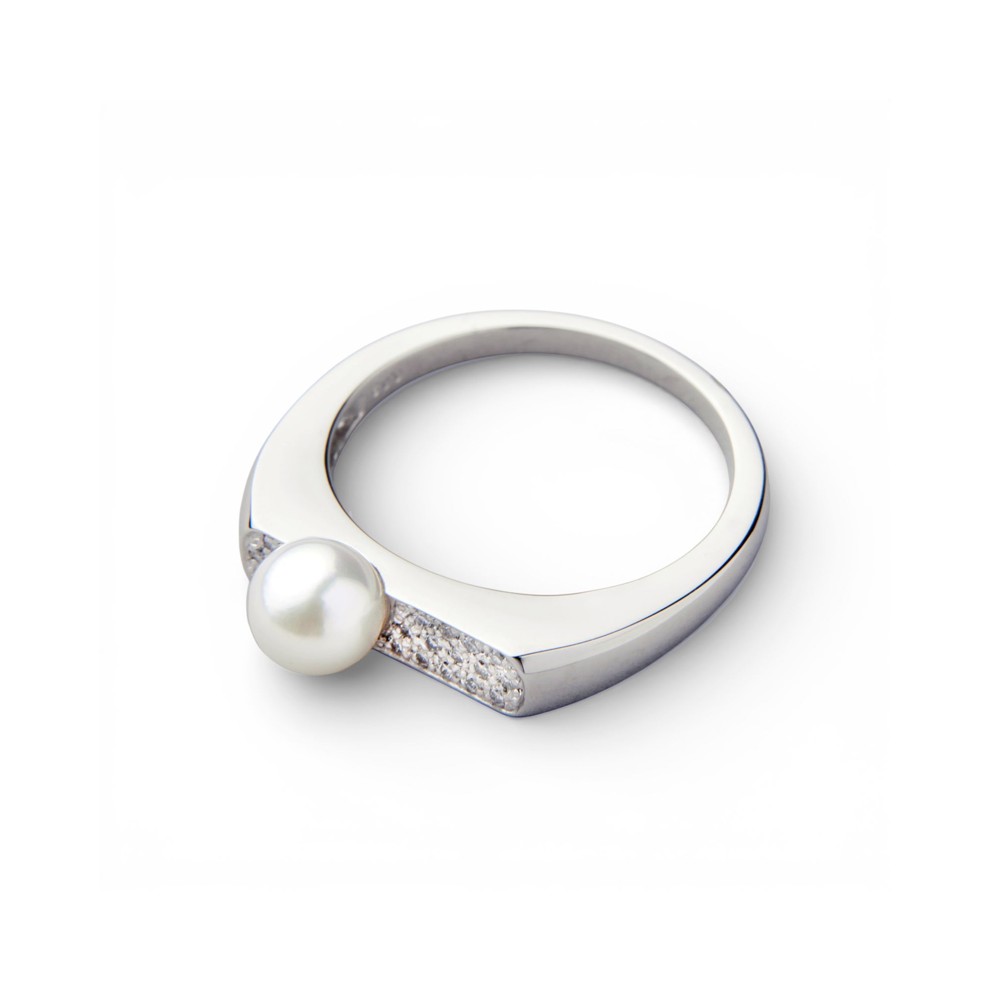 Carina あこや真珠 シグネットリング 5.5-6.0mm PT900 ダイヤモンド