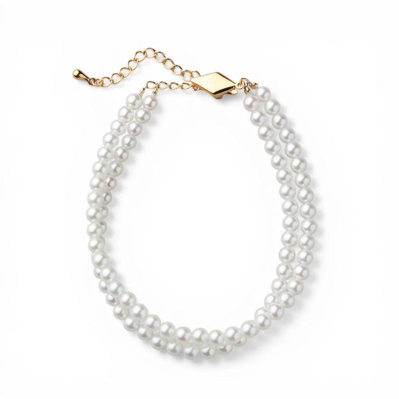 あこや真珠 2連 ブレスレット　4.0-4.5mm クリップ&アジャスター 多連