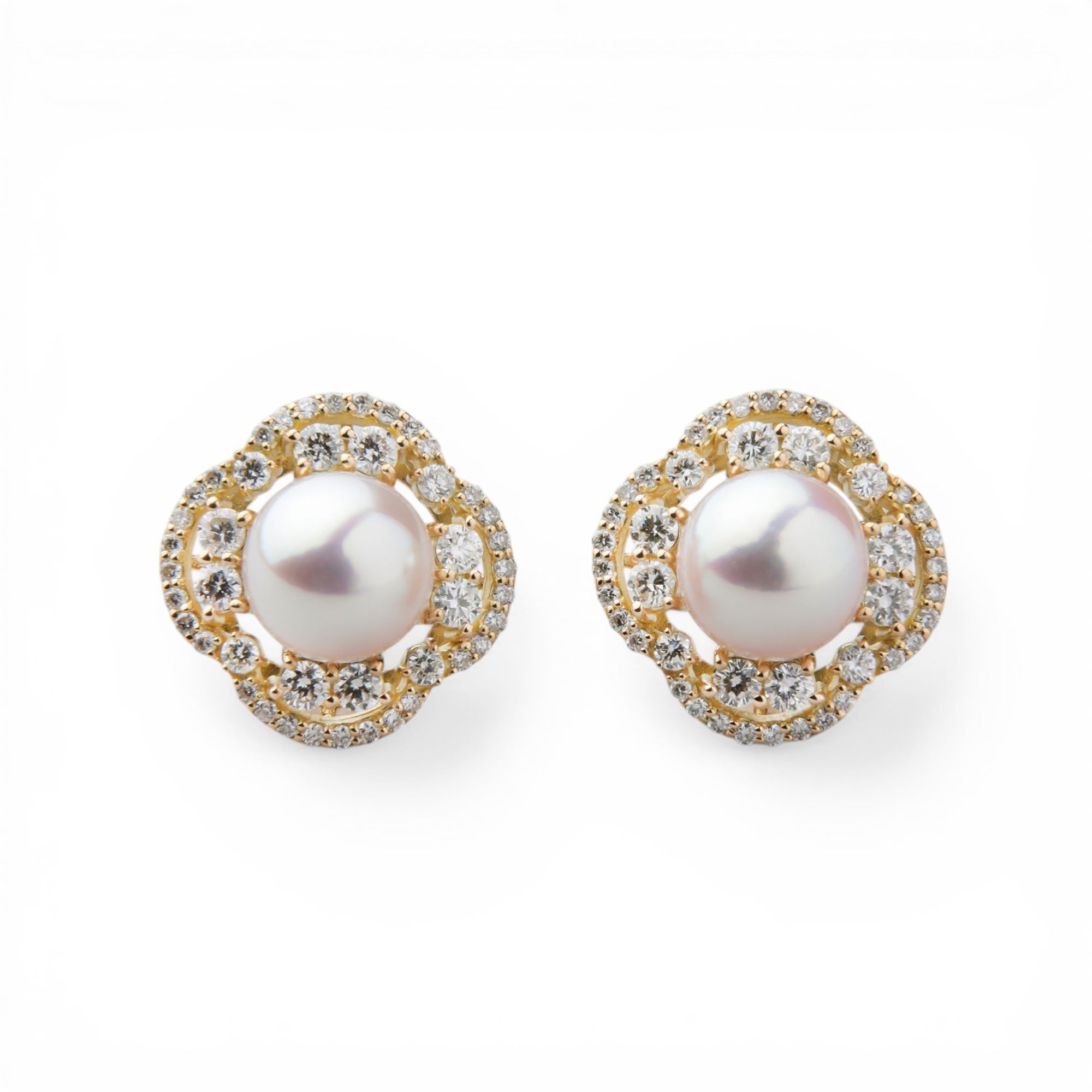 オーロラ花珠真珠 ピアス 7.5-8.0mm K18YG -TOP Quality- [WSP] | WSP