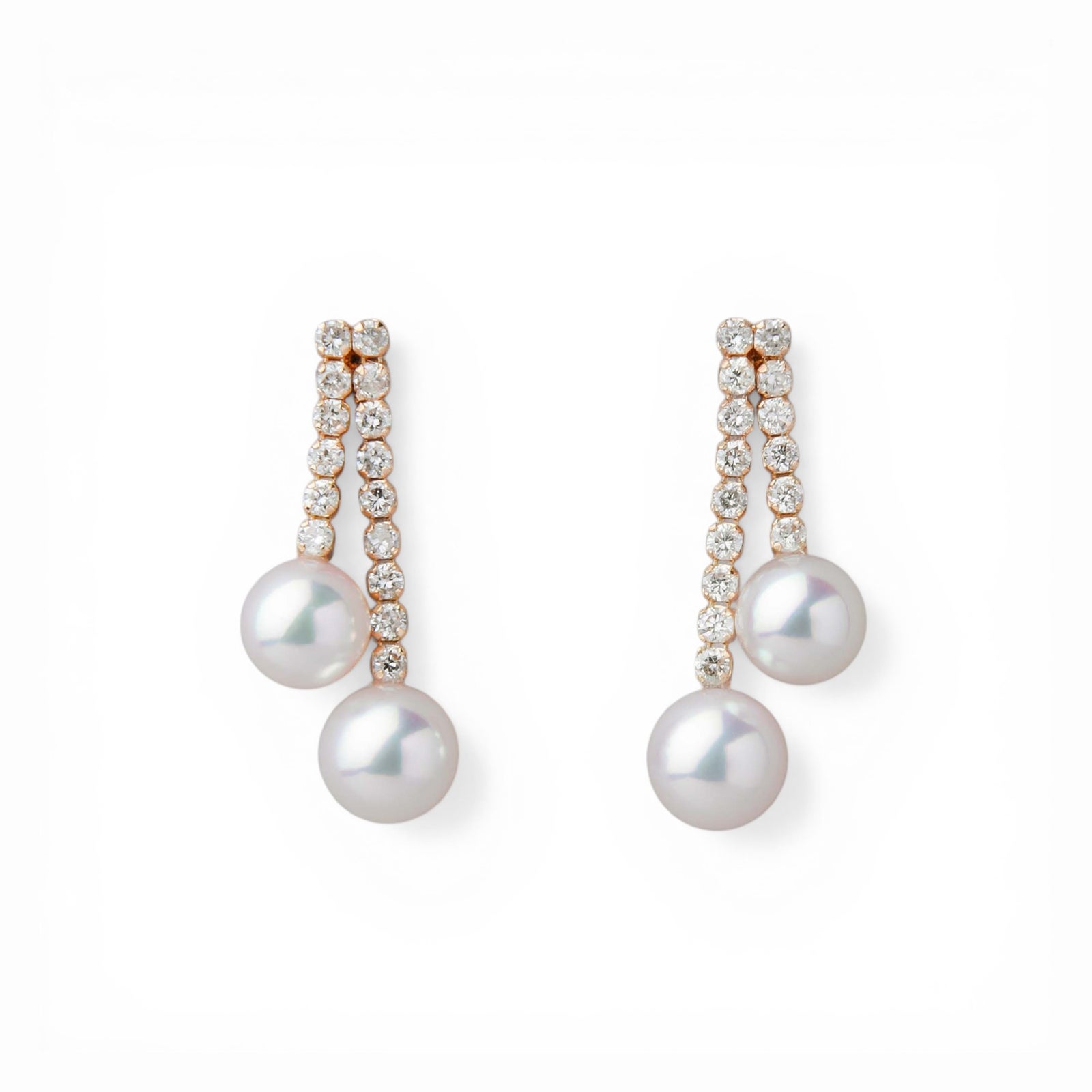 あこや真珠 ダイヤモンドピアス　5.5-6.5mm K18YG/PT900 [WSP]