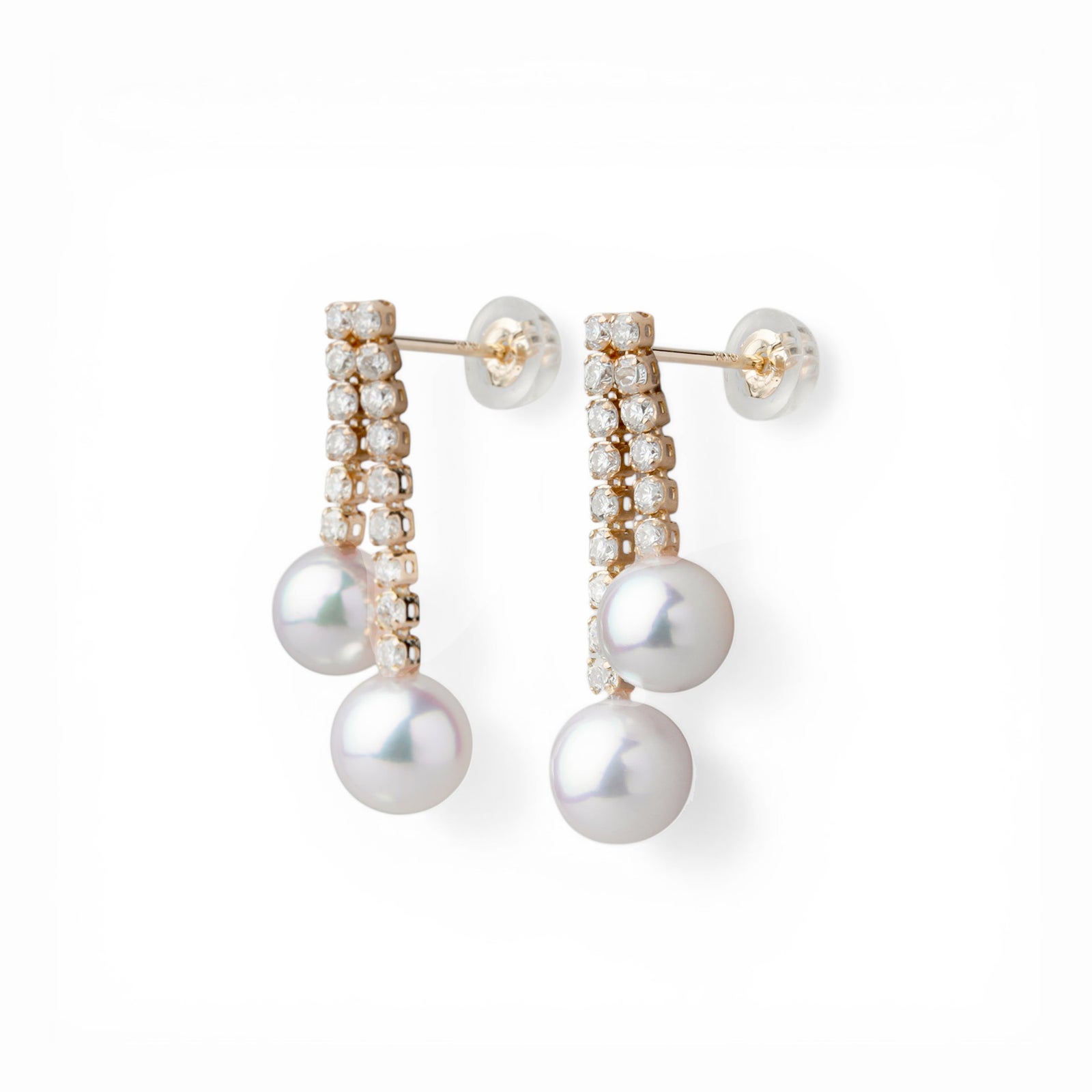 あこや真珠 ダイヤモンドピアス　5.5-6.5mm K18YG/PT900 [WSP]