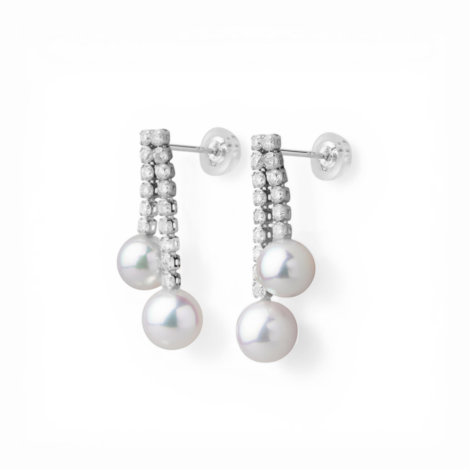 あこや真珠 ダイヤモンドピアス　5.5-6.5mm K18YG/PT900 [WSP]