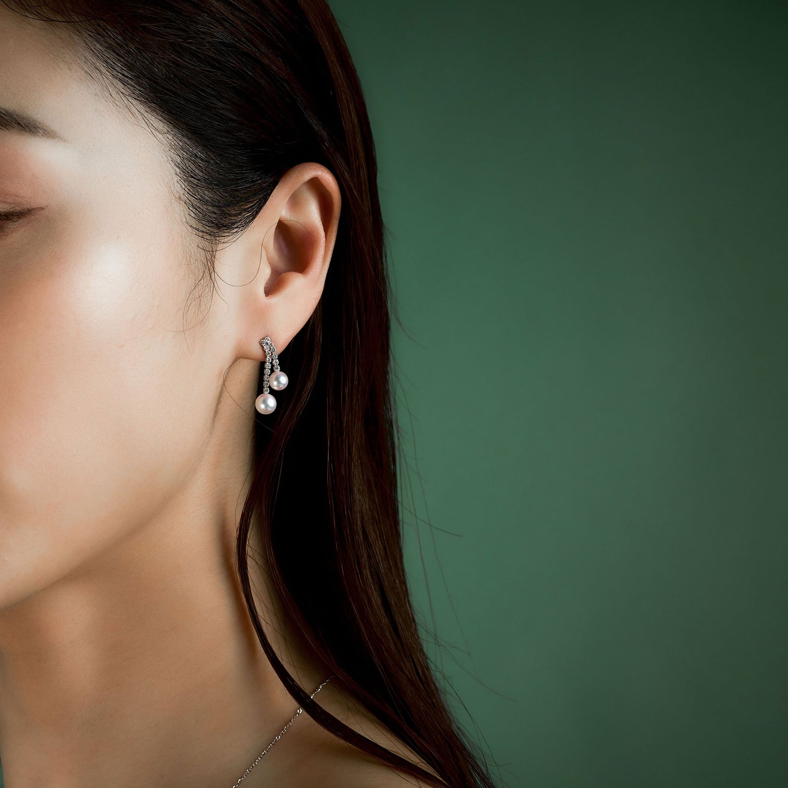 あこや真珠 ダイヤモンドピアス　5.5-6.5mm K18YG/PT900 [WSP]