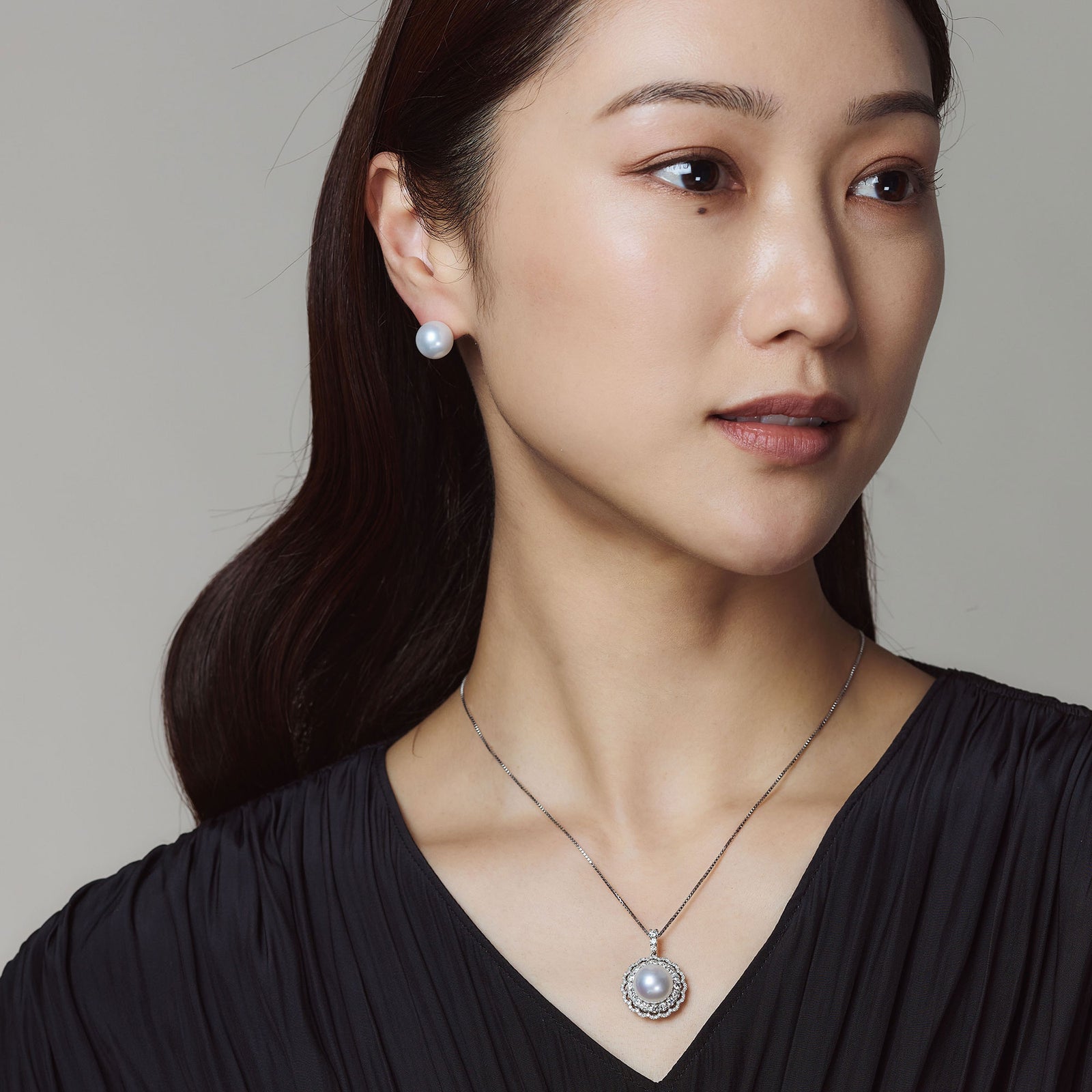 南洋白蝶真珠 スタッドピアス 12mmUP PT900 -Aurora Venus- [WSP]