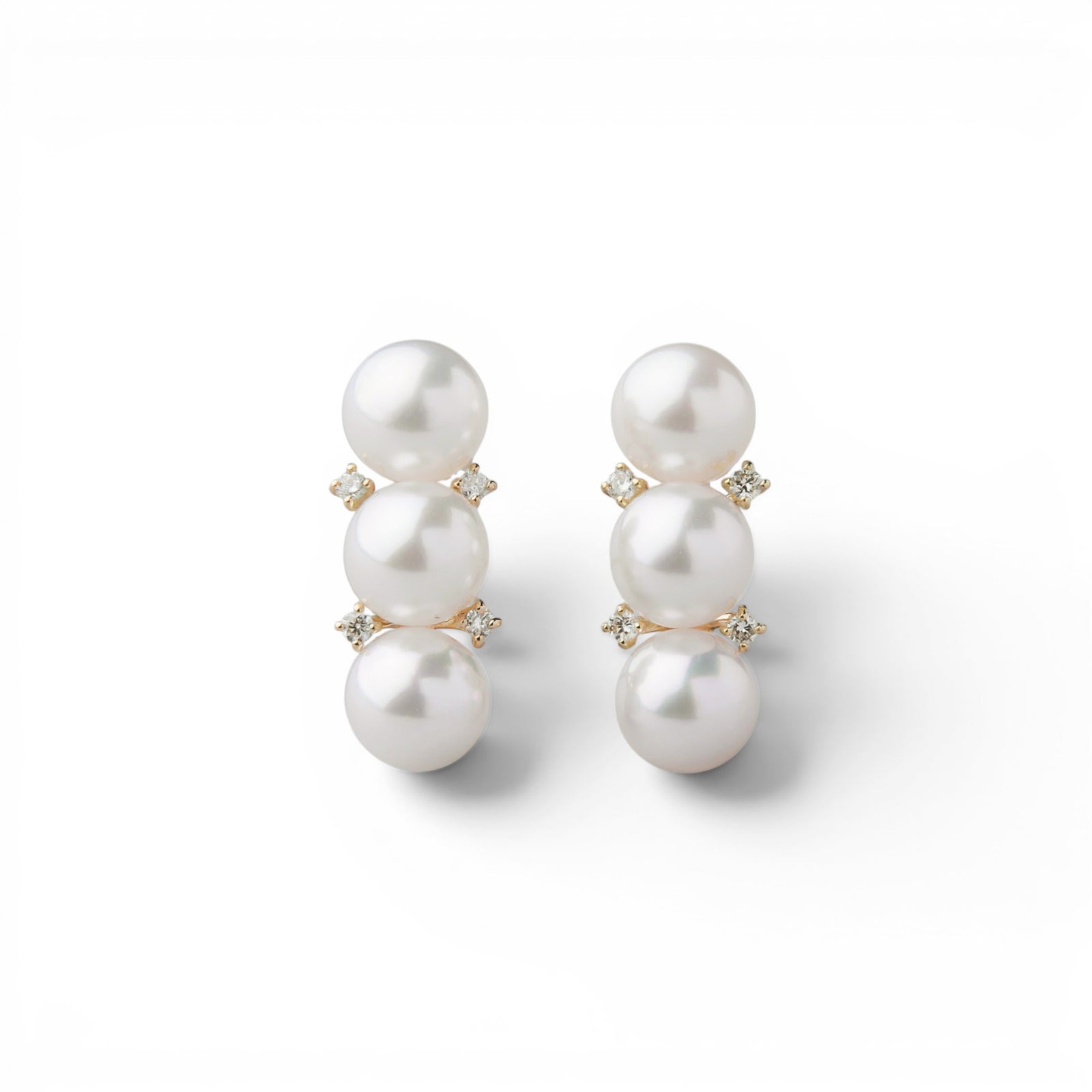 Carina あこや真珠 3粒ピアス5.5-6.0mm K18YG