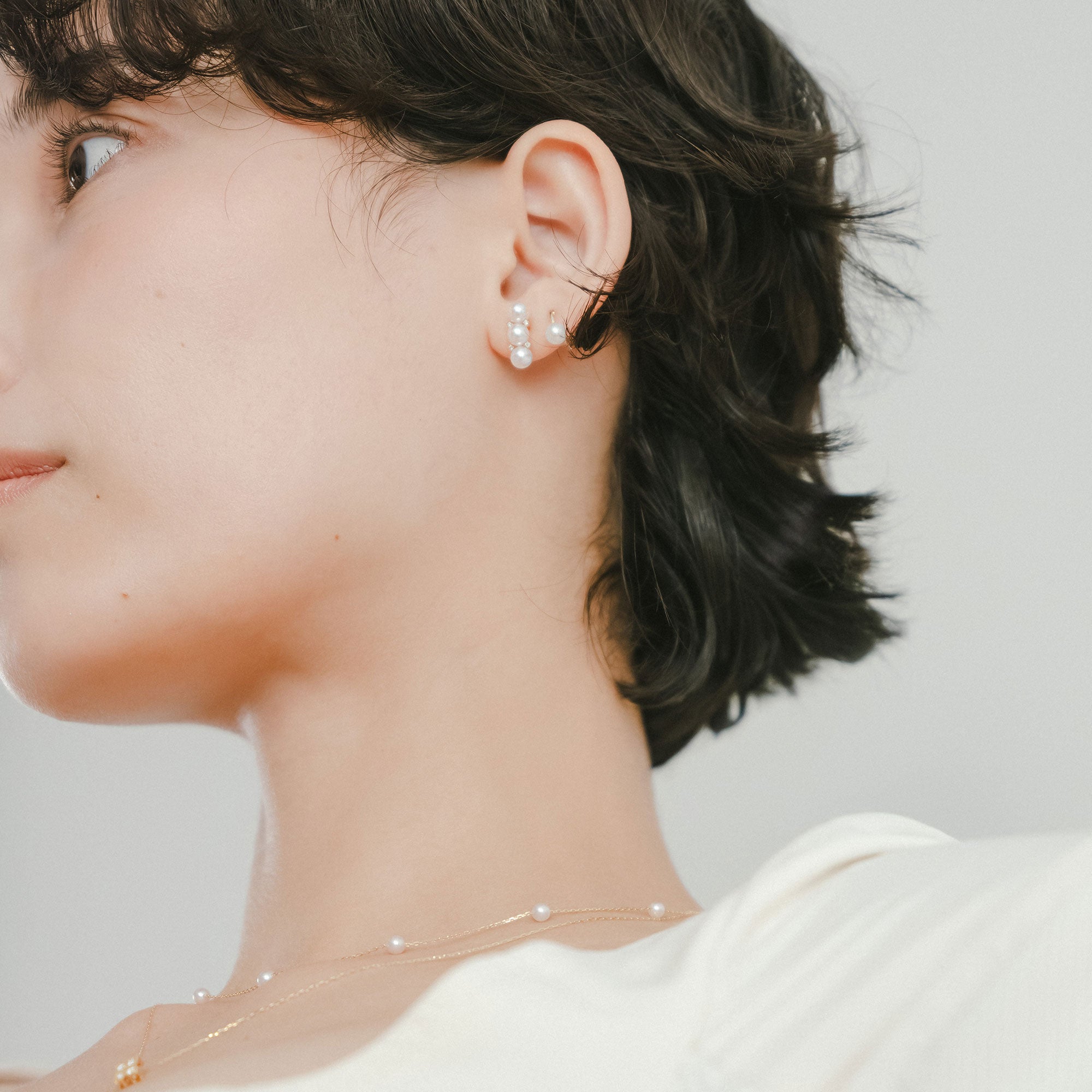 Carina あこや真珠 3粒ピアス4.5-5.0mm K18YG | WSP（ダブルエスピー