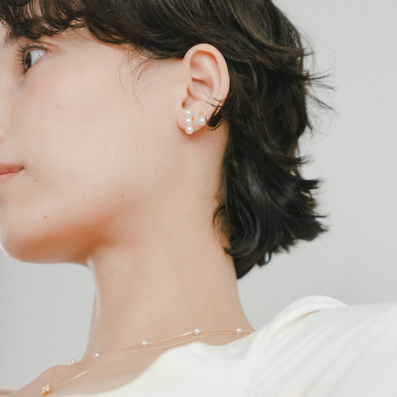  Carina あこや真珠 3粒ピアス4.5-5.0mm K18YG