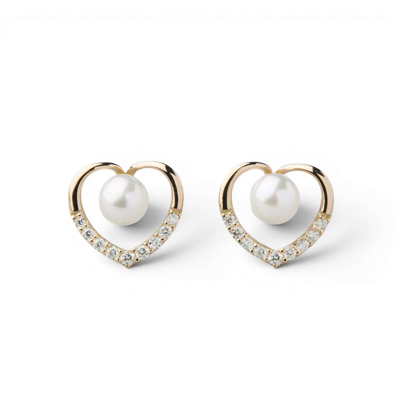 Petit Claire あこや真珠 ピアス　4.5-5.0mm K18YG/PT900 ハート
