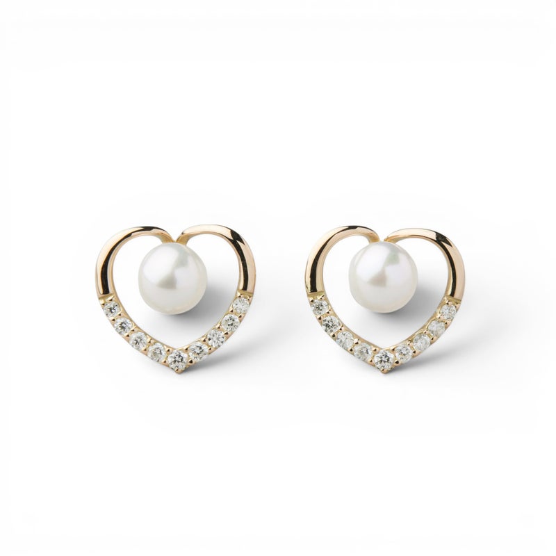 Petit Claire あこや真珠 ピアス　4.5-5.0mm K18YG/PT900 ハート