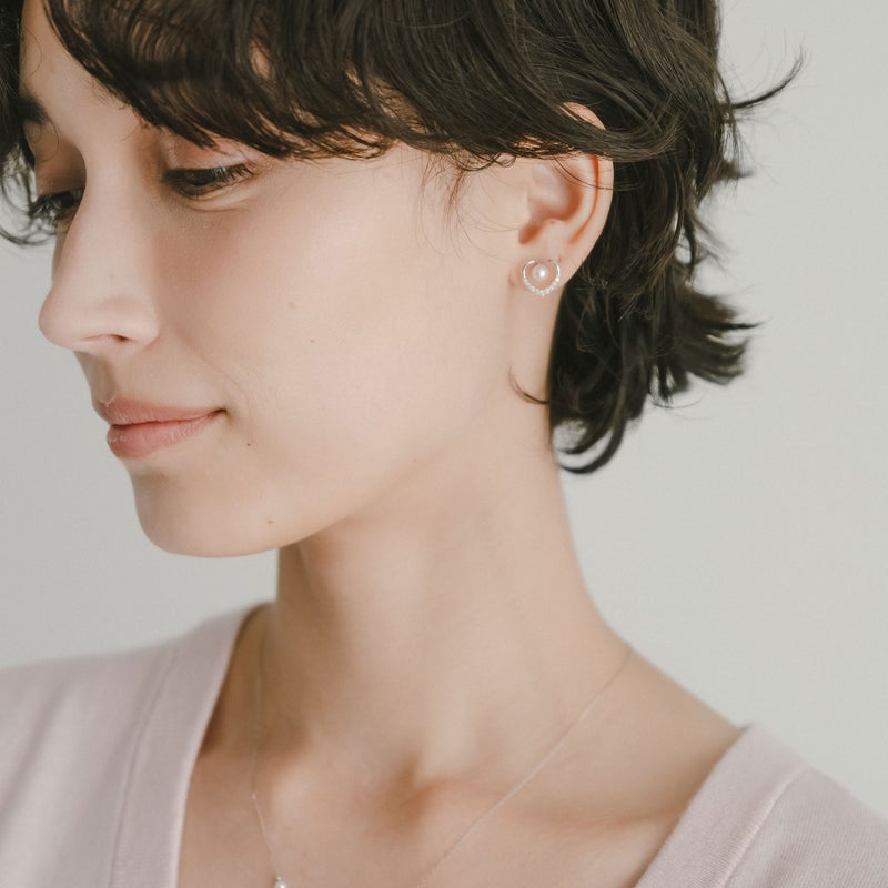 Petit Claire あこや真珠 ピアス　4.5-5.0mm K18YG/PT900 ハート
